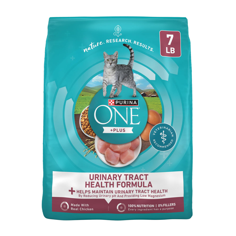 Purina ONE High Protein Dry Cat Food with real chicken supports lean muscles and flavor.