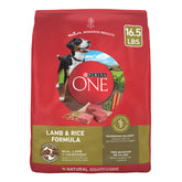 Purina ONE lamb rice kibble closeup for balanced meals