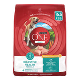 Purina ONE Plus Digestive Health bowl close-up showing digestive-friendly kibble for easy meals