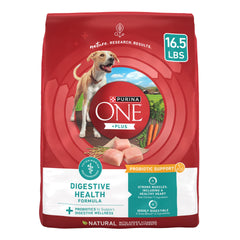 Purina ONE Plus Digestive Health bowl close-up showing digestive-friendly kibble for easy meals