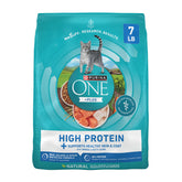 Purina ONE Plus cat food salmon ingredient—protein-rich base for lean muscles.