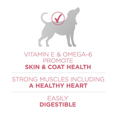 Purina ONE +Plus rice and oatmeal blend for easy digestion.