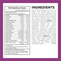 Purina ONE Plus vitamins and minerals on the label support immune and skin health.