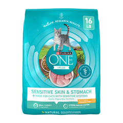 Purina ONE Sensitive Stomach and Skin bag front view supports digestion