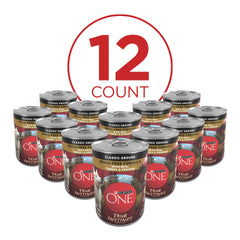 Purina ONE True Instinct can displays clean ingredients with no poultry by-products.