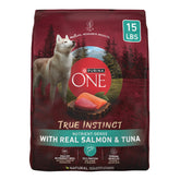 Purina ONE True Instinct real salmon ingredient highlights lean muscle support