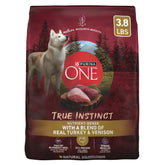 Purina ONE True Instinct turkey-venison kibble close-up for active dogs