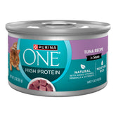 Purina ONE Tuna Recipe in Sauce cans pack view for easy daily feeding