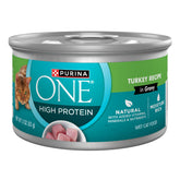 Purina ONE Turkey Recipe in Gravy bowl close-up with protein-rich texture.