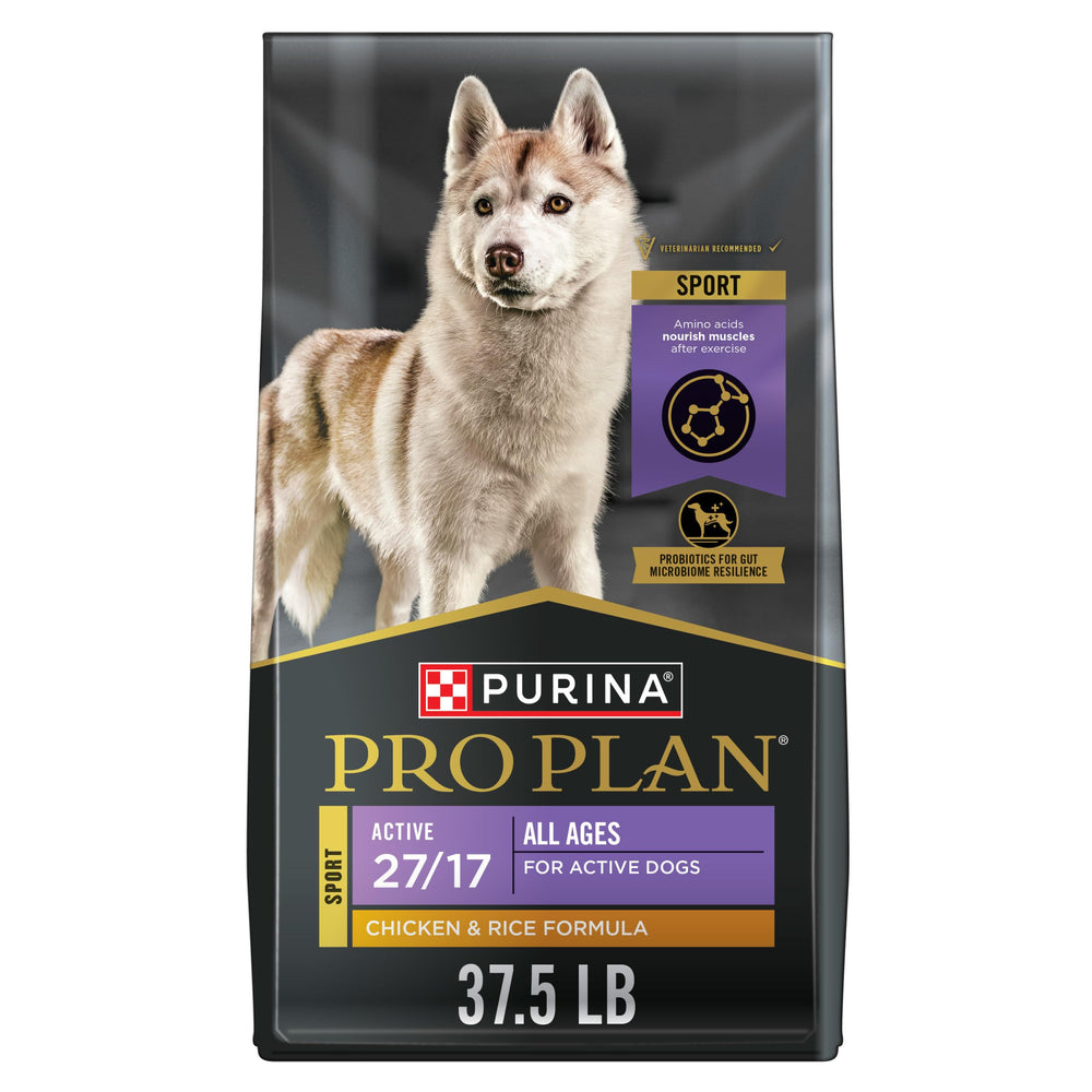 Purina Pro Plan Active 27/17 SPORT bag front with real chicken first ingredient for muscle support.