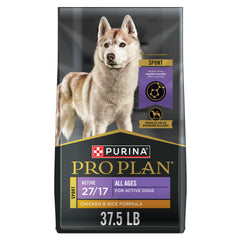 Purina Pro Plan Active 27/17 SPORT bag front with real chicken first ingredient for muscle support.