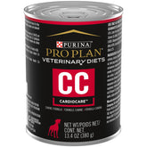 Purina Pro Plan CardioCare wet dog food can front label, 13 oz size, supports cardiac function.
