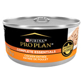 Purina Pro Plan Complete Essentials Chicken Entree in Gravy cans show real chicken flavor for meals