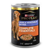 Purina Pro Plan Complete Essentials Lamb Entree can front showing real lamb for dogs
