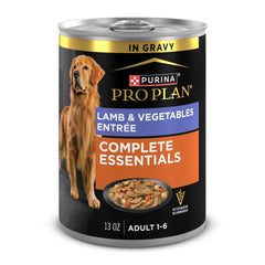 Purina Pro Plan Complete Essentials Lamb Entree can front showing real lamb for dogs