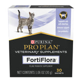 Purina Pro Plan FortiFlora daily probiotic powder for cats supports digestive balance.