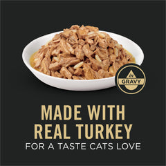 Purina Pro Plan gravy closeupârich sauce that enhances palatability for picky eaters.