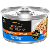 Purina Pro Plan Gravy tuna-shrimp-rice entree in sauce closeup, savory flavor for adult cats.