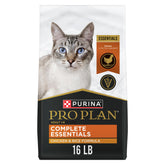 Purina Pro Plan High Protein Cat Food with Probiotics front bag highlights real chicken for protein