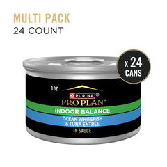 Purina Pro Plan Indoor Balance packaging showing recyclable container for sustainability.