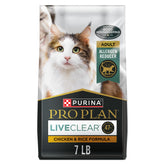 Purina Pro Plan LIVECLEAR chicken-first ingredient supports muscle strength.