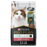 Purina Pro Plan LIVECLEAR turkey-oatmeal bag front, allergen-reducing formula for sensitive cats