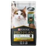 Purina Pro Plan LIVECLEAR weight-management bag showing portioned kibble for weight control.