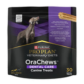 Purina Pro Plan OraChews 30-treat packaging keeps dental chews fresh for convenient use.