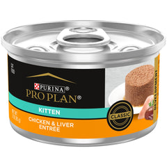 Purina Pro Plan Development chicken-liver can shown to highlight real protein for kittens