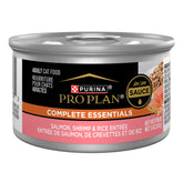 Purina Pro Plan Pate can-front with real salmon and shrimp in sauce for adult cats.