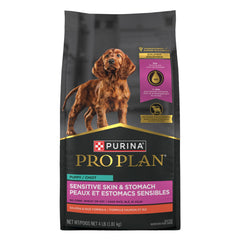 Purina Pro Plan Puppy Salmon and Rice probiotics close-up highlighting gut health support.