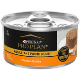 Purina Pro Plan Senior Chicken Entree pate in pull-top can for cats 7+.