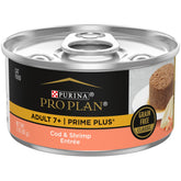 Purina Pro Plan Senior cod and shrimp pate image; supports lean muscle in cats 7+.