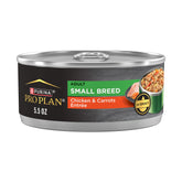 Purina Pro Plan Small Breed can front view with real chicken protein supports lean muscle