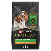 Purina Pro Plan Small Breed Chicken and Rice 6lb bag ready for daily feeding.