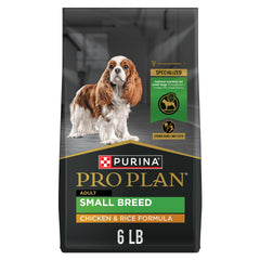 Purina Pro Plan Small Breed Chicken and Rice 6lb bag ready for daily feeding.