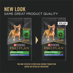 Purina Pro Plan Small Breed kibble texture close-up highlights easy chewing.