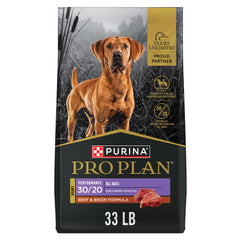 Purina Pro Plan Sport Beef First Ingredient supports lean muscles in active dogs.