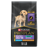 Purina Pro Plan Sport Development large breed puppy bag front view with real chicken as first ingredient.