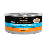 Purina Pro Plan Urinary Tract Health Chicken Entree in Gravy can close-up showing real chicken protein.
