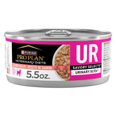 Purina Pro Plan UR urinary salmon wet cat food can in 24-pack supports urinary health.