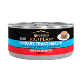 Purina Pro Plan Urinary Tract Health beef-chicken entree 5.5 oz can, real beef and chicken.
