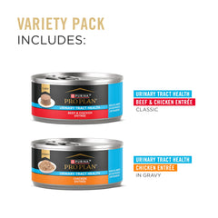 Purina Pro Plan urinary tract beef and chicken classic entree pate with real meat.