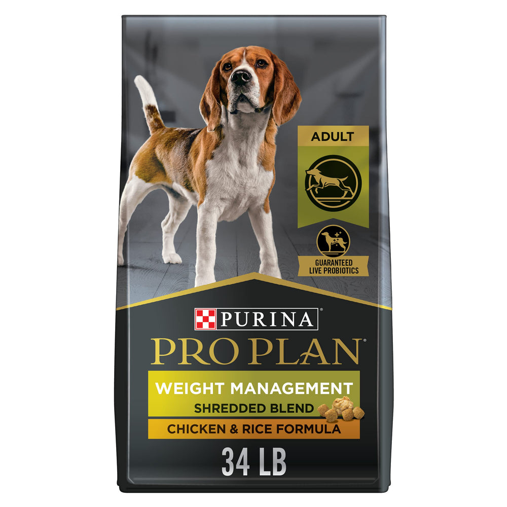Purina Pro Plan Weight Management bag exterior showing durable packaging for easy storage.