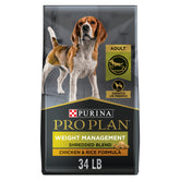 Purina Pro Plan Weight Management bag exterior showing durable packaging for easy storage.