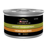 Purina Pro Plan weight management cat wet food with chicken and rice in gravy supports lean muscle