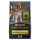 Purina Pro Plan weight management dog food bag 6 lb for controlled portions.