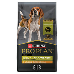 Purina Pro Plan weight management dog food bag 6 lb for controlled portions.