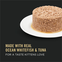 Purina Pro Plan Wet Kitten entree served in a bowl for easy meal time.