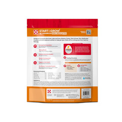 Purina Start and Grow bag side highlighting complete nutrition for growing chicks.